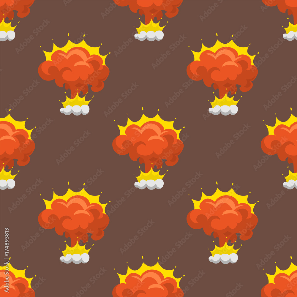 Vector de Stock Cartoon explosion boom effect seamless pattern ...