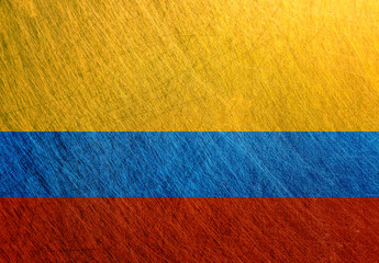 Colombia flag metal vintage, retro, scratched, steel  background.