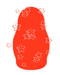 Vector illustration of a red silhouette Russian doll