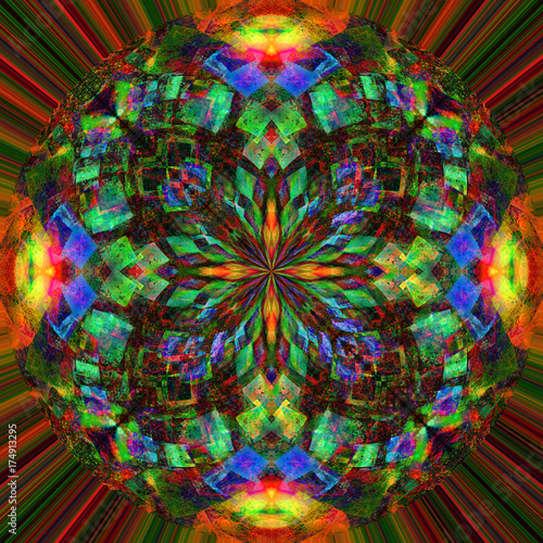 Zdjęcie XXL Fraktalna mandala w kształcie krzyża
