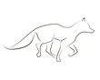 Running black line fox on white background. Hand drawing vector graphic.