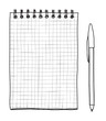 notebook paper and vintage pen Vector line art  illustration