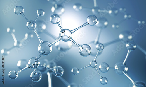 Fotografía Abstract background of atom or molecule structure, Medical background, 3d illustration