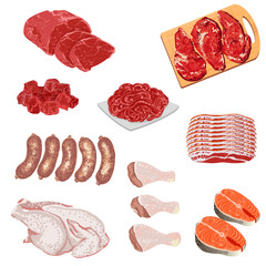 Illustrations of meat products