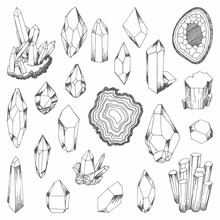 Minerals. Set Of Vector Illustrations For Design