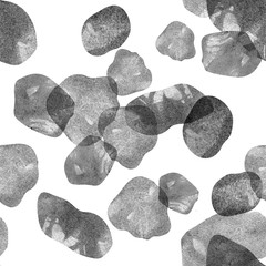 Watercolor illustration. Pattern of transparent stones of gray shades