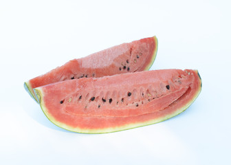 Wall Mural - watermelon fruits two piece on white backgrounds