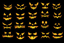 Halloween Scary Faces Set VECTOR