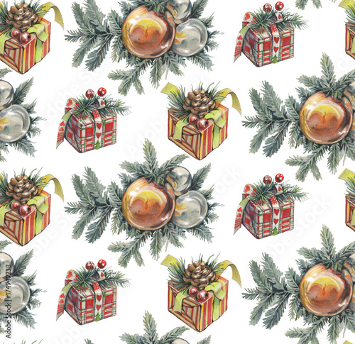 seamless-christmas-pattern-with-gifts-watercolor-hand-drawn-illustration