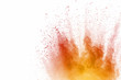 © Chaiwat - Explosion of multicolored dust on white background.
