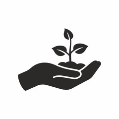 plant in hand. vector icon.