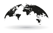 Black World Map Globe Isolated - Stock Vector