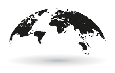 Wall Mural - black world map globe isolated - stock vector