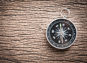 compass on a wood with space for text