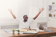 © Prostock-studio - Happy businessman win. Winner, black man in office