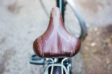 Vintage Bicycle Leather Seat Close Up