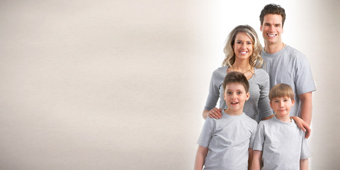 Wall Mural - Happy family with kids