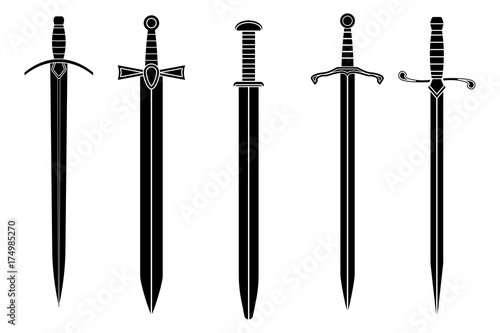 Cuadros en Lienzo Swords. Collection of black icons
