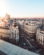 Gran Via, Madrid at sunset (Spain)