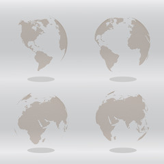 Wall Mural - Abstract Set of Globes with Dotted Map. Color Vector Illustration.
