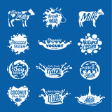 Fototapeta  - Milk logo, icons and design elements