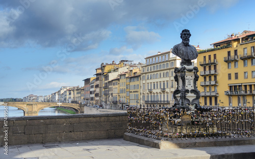 Plakat Rzeźba z fontanną Cellini na Ponte Vecchio