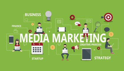 Wall Mural - media marketing concept. flat vector illustration.