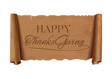 Happy Thanksgiving. Brown Vintage Curved Banner With A Greeting Inscription. Thanksgiving Day Design. Vector Illustration