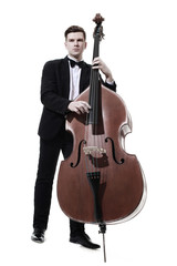 Wall Mural - Double bass player playing contrabass