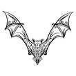 stylized image doodle bat. Bat tribal tattoo