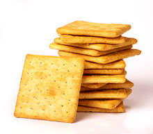 Close Up The Healthy  Whole Wheat Cracker On White Background