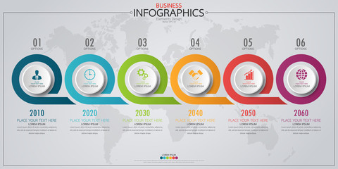 Infographic business horizontal timeline process chart template. Vector modern banner used for presentation and workflow layout diagram, web design. Abstract elements of graph options.