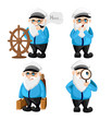 © Alfmaler - Ship captain in uniform on sea cartoon sailor characters set captain different facial expressions. Happy sad smile surprised, serious and other emotions. Simple vector illustration