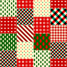 Seamless Christmas Background In Patchwork Style.