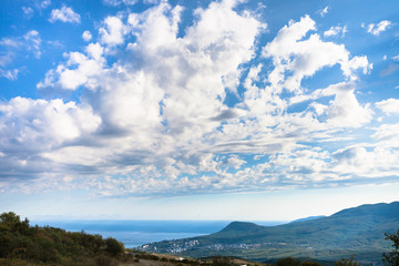 Canvas Print - sky over Alushta city on coast of Black sea