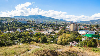 Wall Mural - panoramic view of Alushta city from Castle Hil