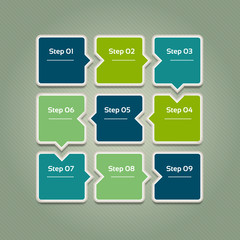 Wall Mural - Vector progress background. Template for diagram, graph, presentation and chart. Business concept with 9 options, parts, steps or processes. Abstract background. eps 10.