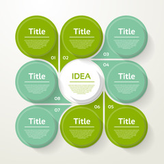 Wall Mural - Vector circle infographic. Template for cycle diagram, graph, presentation and round chart. Business concept with 8 options, parts, steps or processes. Abstract background.