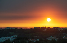 Beautiful Sunset Over The City Of Portimao, Portugal.