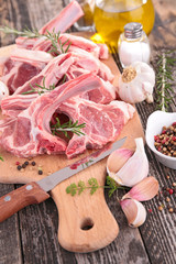 Canvas Print - raw lamb chop on board