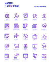 Wall Mural - flat line icons design-seo and web optimization