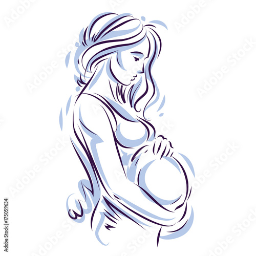 Attractive Pregnant Woman Body Silhouette Drawing Vector Illustration Of Mother To Be Fondles Her Belly Happiness And Caress Concept Buy This Stock Vector And Explore Similar Vectors At Adobe Stock Adobe Stock,Female Face Proportions Drawing