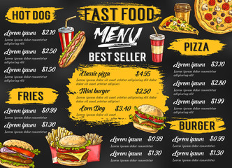 fast food restaurant vector menu sketch template