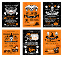 Halloween Vector Posters For Holiday Horror Party