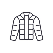 Winter Jacket,downjacket,outdoor Clothes Vector Line Icon, Sign, Illustration On White Background, Editable Strokes