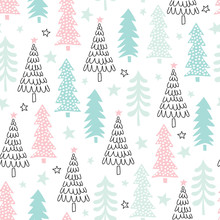 Seamless Christmas Tree Pattern Vector Illustration