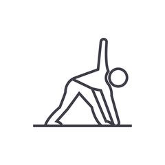 Wall Mural - yoga man vector line icon, sign, illustration on white background, editable strokes