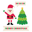 Greeting card with Santa Claus and Christmas tree