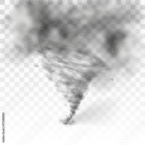 Fotografía Realistic Tornado Swirl Isolated On White Background