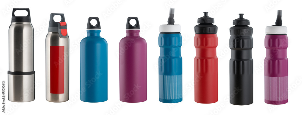 Set of water bottles - obrazy, fototapety, plakaty 